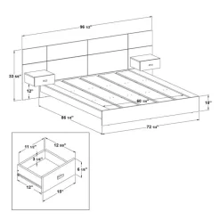 SUA-V Queen Bed with Wall Units & Nightstands (60
