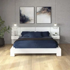 SUA-V Queen Bed with Wall Units and Nightstands (60")