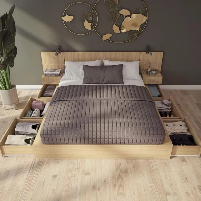 SUA-V Queen Bedroom Set with 6-Drawer Storage (60") - 4 pcs