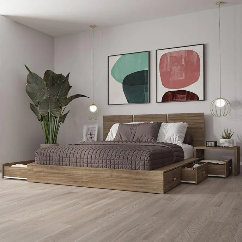 SUA-V Queen Bedroom Set with 6-Drawer Storage (60") - 4 pcs