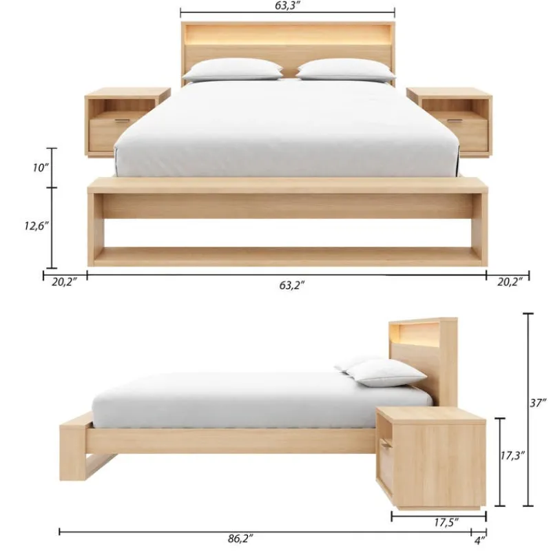 Nexera Queen Bedroom Set with Lighting (60") - 4 pcs -
