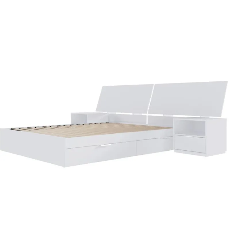 Nexera Queen 2-Drawer Storage Bedroom Set (60") - 4 pcs -