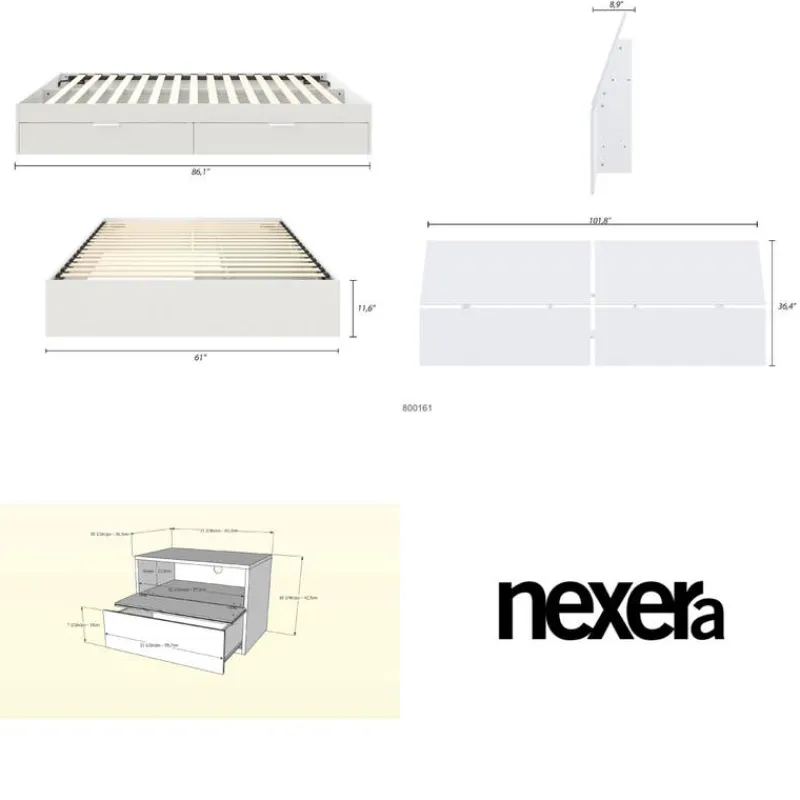 Nexera Queen 2-Drawer Storage Bedroom Set (60") - 3 pcs -
