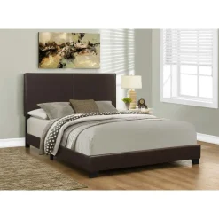 Monarch Queen Leather-Look Bed with Headboard (60