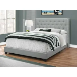 Monarch Queen Linen Bed with Headboard (60