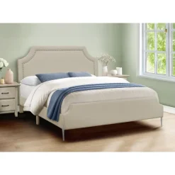 Monarch Queen Linen Bed with Headboard (60") -