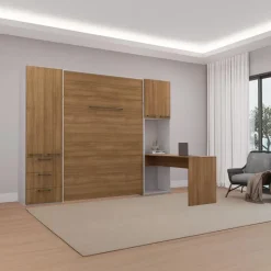 Queen Murphy Bed with Storage Units and Desk -