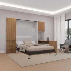 Queen Murphy Bed with Storage Units and Desk -