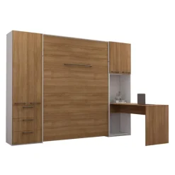 Queen Murphy Bed with Storage Units and Desk -