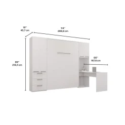 Queen Murphy Bed with Storage Units and Desk -