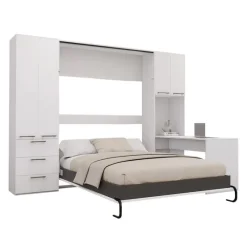 Queen Murphy Bed with Storage Units and Desk -