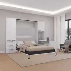 Queen Murphy Bed with Storage Units and Desk -