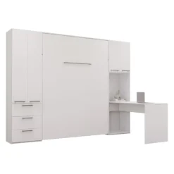 Queen Murphy Bed with Storage Units and Desk -