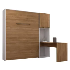 Queen Murphy Bed with Storage Cabinets and Desk -