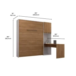 Queen Murphy Bed with Storage Cabinets and Desk -