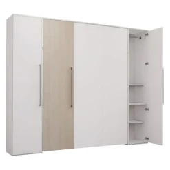 Queen Murphy Bed with Storage Units  - White &