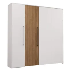 Queen Murphy Bed with Storage Unit - White &