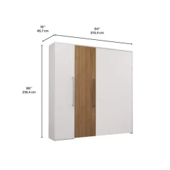 Queen Murphy Bed with Storage Unit - White &