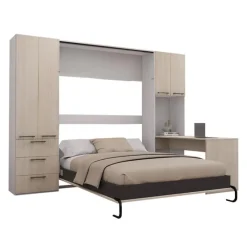 Queen Murphy Bed with Storage Units and Desk -