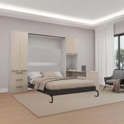 Queen Murphy Bed with Storage Units and Desk -