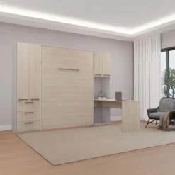 Queen Murphy Bed with Storage Units and Desk -