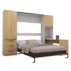Queen Murphy Bed with Storage Units and Desk -