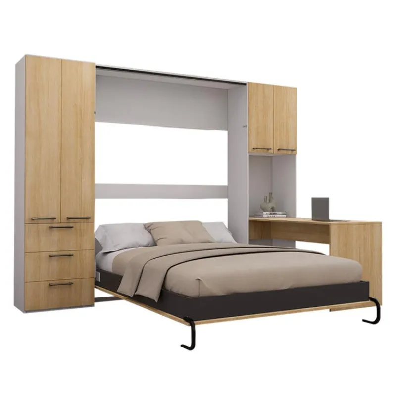 Queen Murphy Bed with Storage Units and Desk -