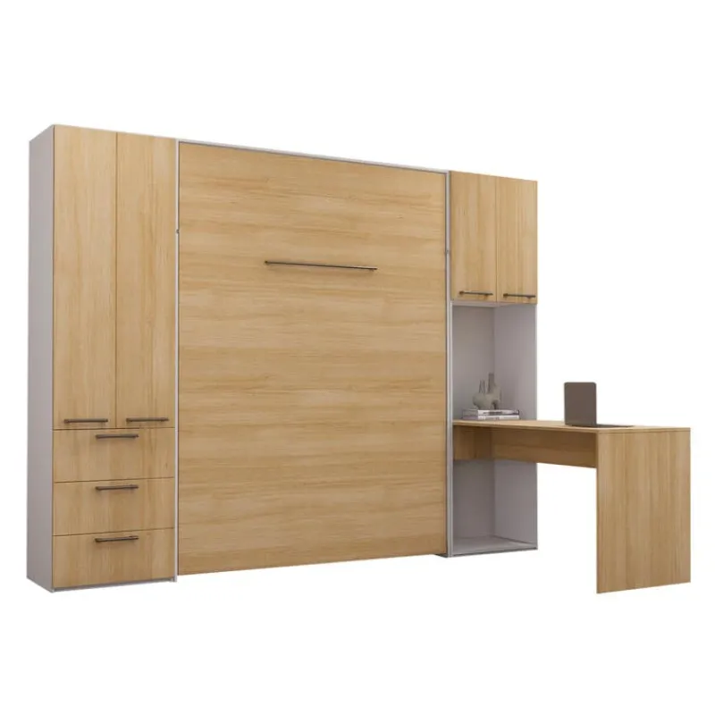 Queen Murphy Bed with Storage Units and Desk -