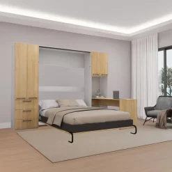 Queen Murphy Bed with Storage Units and Desk -