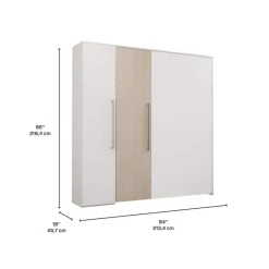 Queen Murphy Bed with Storage Unit - White &