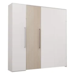 Queen Murphy Bed with Storage Unit - White &