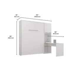 Queen Murphy Bed with Storage Cabinets and Desk -
