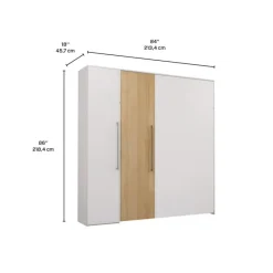 Queen Murphy Bed with Storage Unit - White &