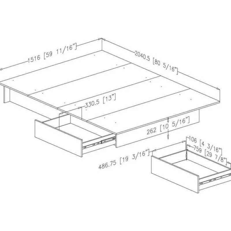 Meubles South Shore Queen Platform Bed (60'') - South Shore
