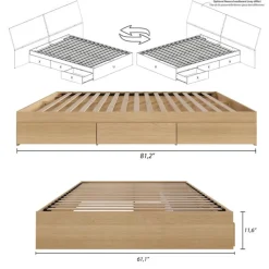 Nexera Queen Platform Bed with 3-Drawer Storage (60