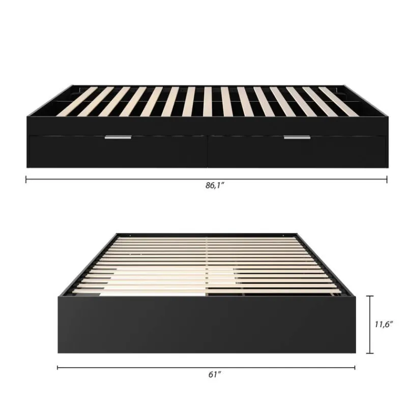 Nexera Queen Platform Bed with 2-Drawer Storage (60") -