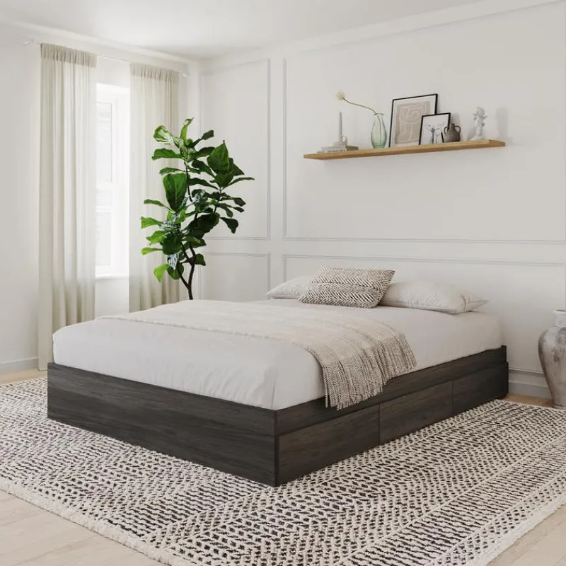 Nexera Queen Platform Bed with 3-Drawer Storage (60") -