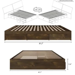 Nexera Queen Platform Bed with 3-Drawer Storage (60") -