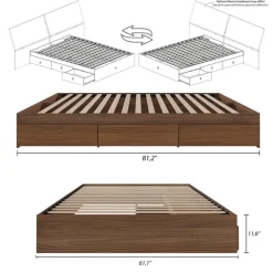 Nexera Queen Platform Bed with 3-Drawer Storage (60") -