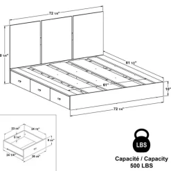 SUA-V Queen Platform Bed with Headboard (60")