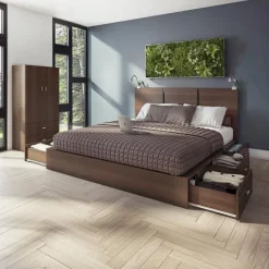 SUA-V Queen Platform Bed with Headboard (60")