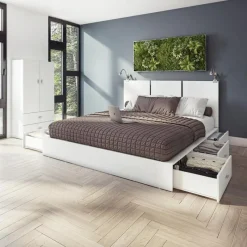 SUA-V Queen Platform Bed with Headboard (60