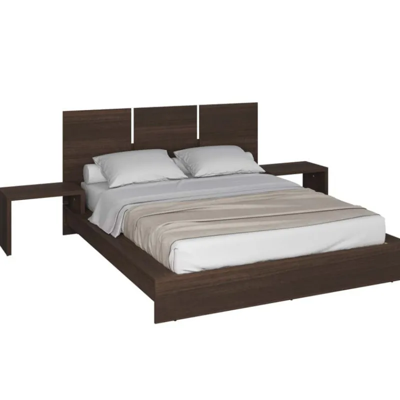 SUA-V Queen Platform Bed with Integrated Bedside Tables (60")