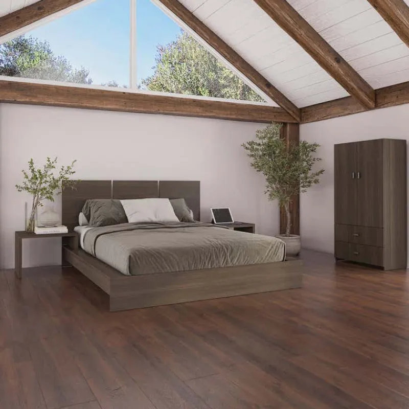 SUA-V Queen Platform Bed with Integrated Bedside Tables (60")
