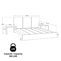 SUA-V Queen Platform Bed with Integrated Bedside Tables (60