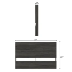 Nexera Queen Size Panel Headboard, Bark -
