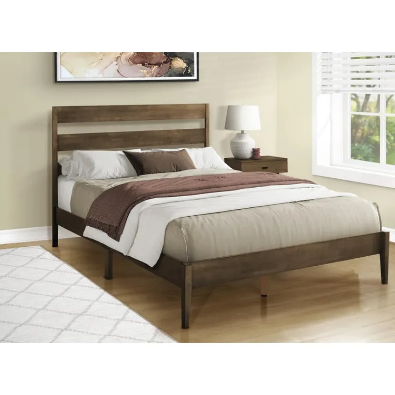 Monarch Queen Solid Wood Bed with Headboard (60") -