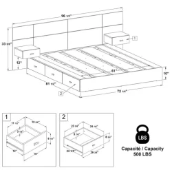 SUA-V Queen Storage Bedroom Set with 6-Drawer Storage (60") - 4 pcs