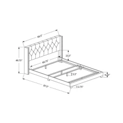Monarch Queen Velvet Bed with Headboard (60") -