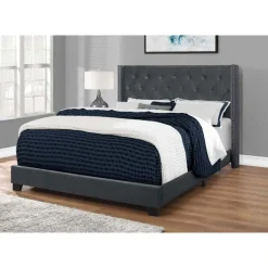 Monarch Queen Velvet Bed with Headboard (60